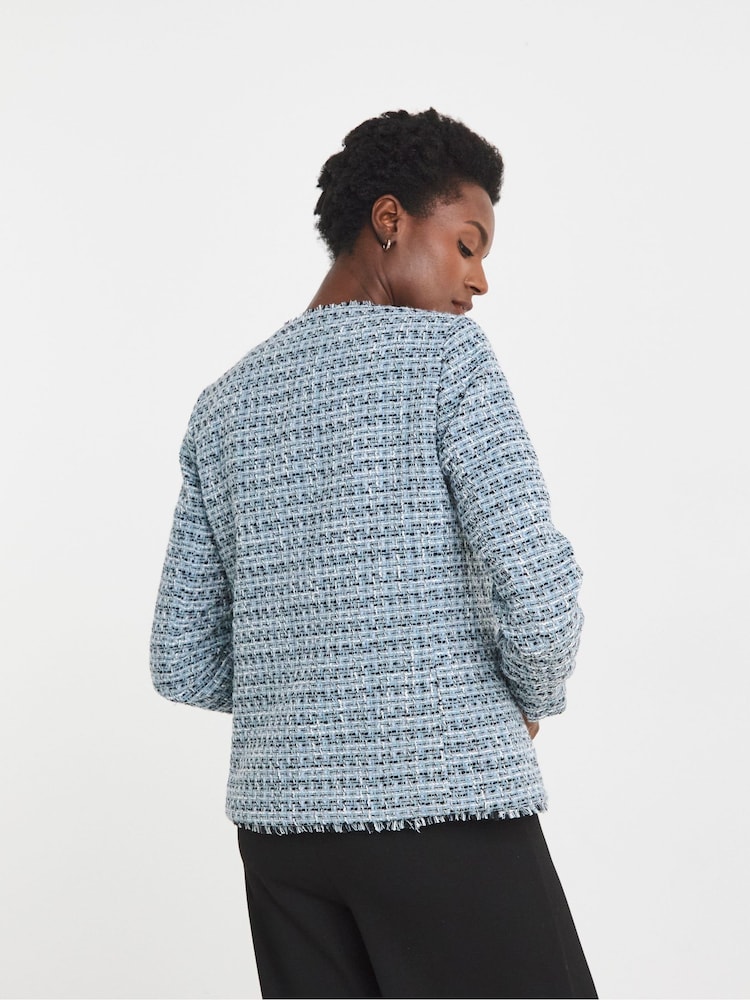 JD Williams Blue Boucle Short Jacket - Image 2 of 4 JD Williams Blue Boucle Short Jacket - Image 2 of 4
