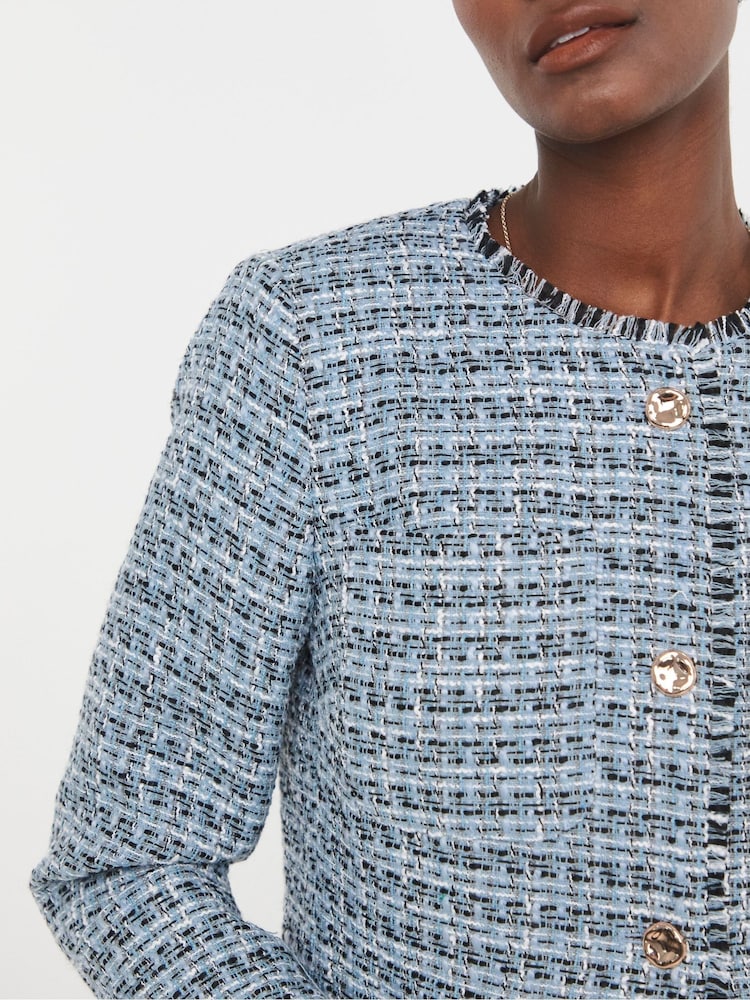 JD Williams Blue Boucle Short Jacket - Image 4 of 4 JD Williams Blue Boucle Short Jacket - Image 4 of 4