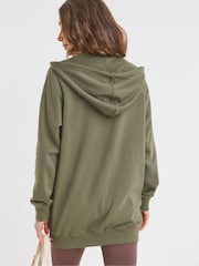 JD Williams Green Longline Zip Up Hoodie - Image 2 of 4
