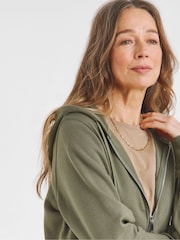 JD Williams Green Longline Zip Up Hoodie - Image 3 of 4