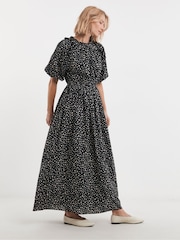 JD Williams Black 100% Cotton Frill Detail Maxi Dress - Image 1 of 5