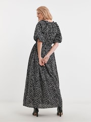 JD Williams Black 100% Cotton Frill Detail Maxi Dress - Image 2 of 5