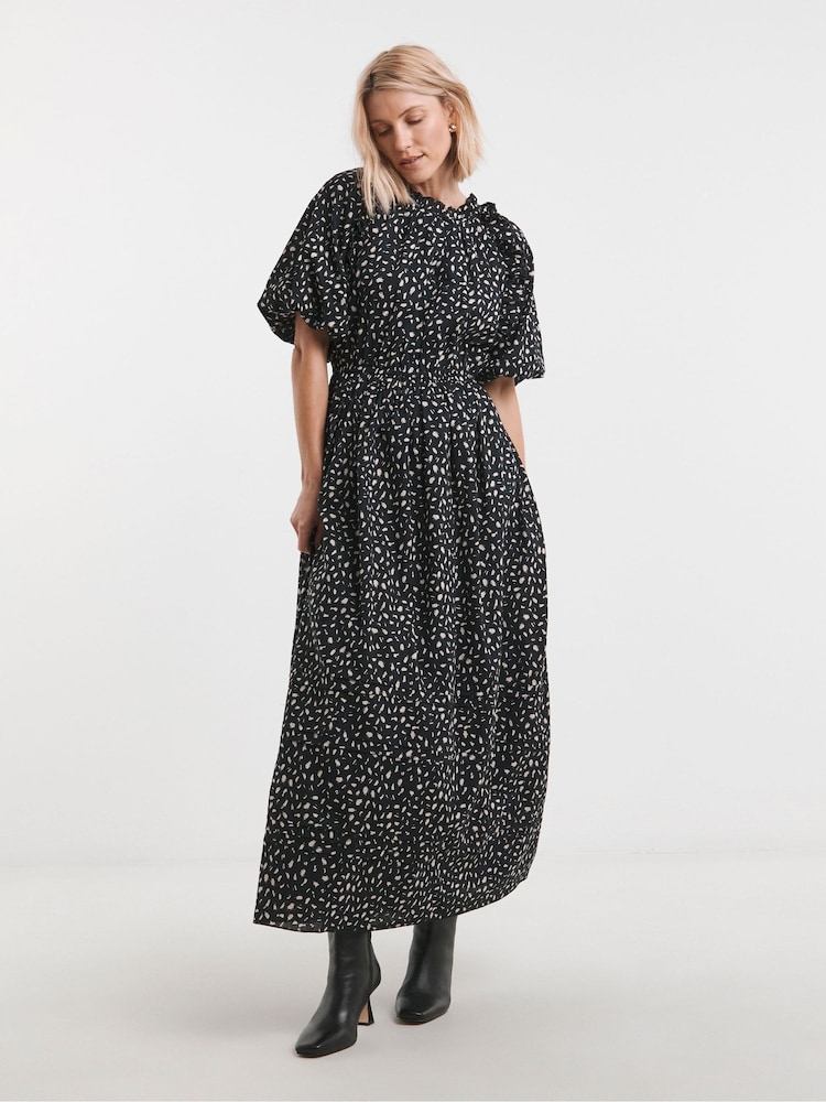 JD Williams Black 100% Cotton Frill Detail Maxi Dress - Image 5 of 5