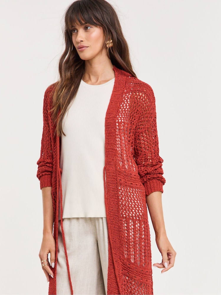 JD Williams Orange Tie Front Maxi Cardigan - Image 1 of 4 JD Williams Orange Tie Front Maxi Cardigan - Image 1 of 4