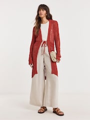 JD Williams Orange Tie Front Maxi Cardigan - Image 2 of 4