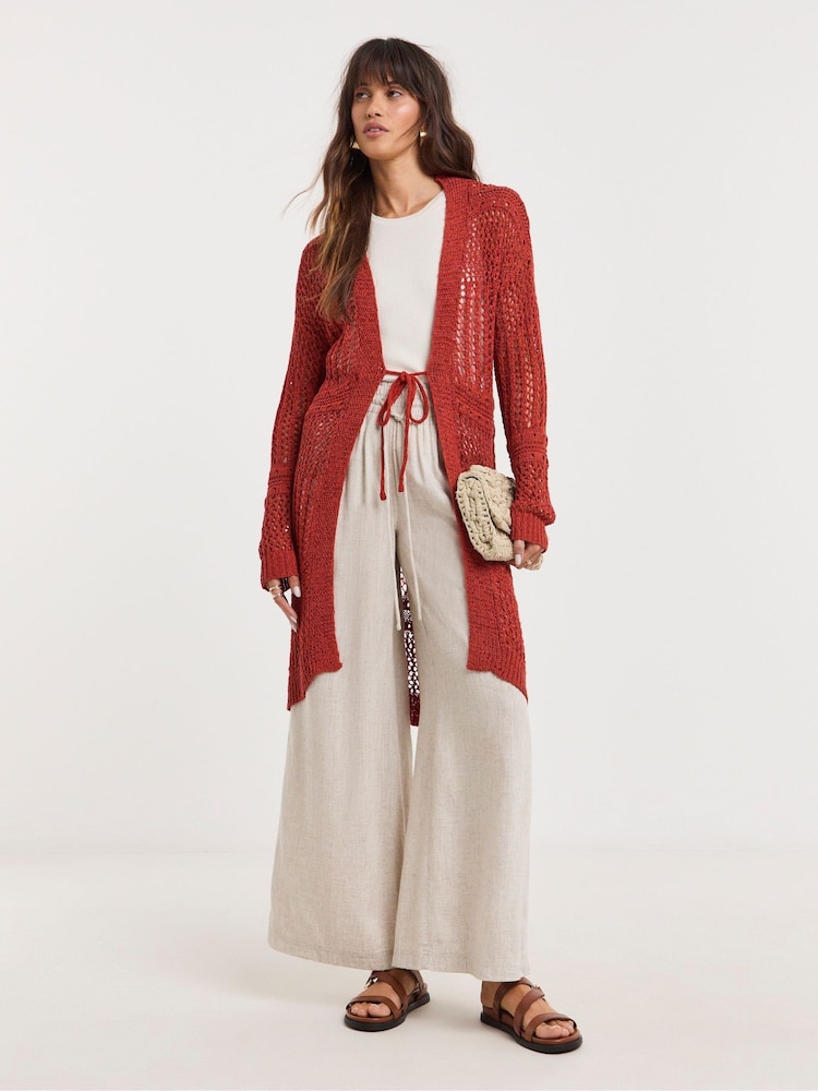 JD Williams Orange Tie Front Maxi Cardigan - Image 2 of 4 JD Williams Orange Tie Front Maxi Cardigan - Image 2 of 4