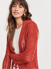 JD Williams Orange Tie Front Maxi Cardigan - Image 4 of 4