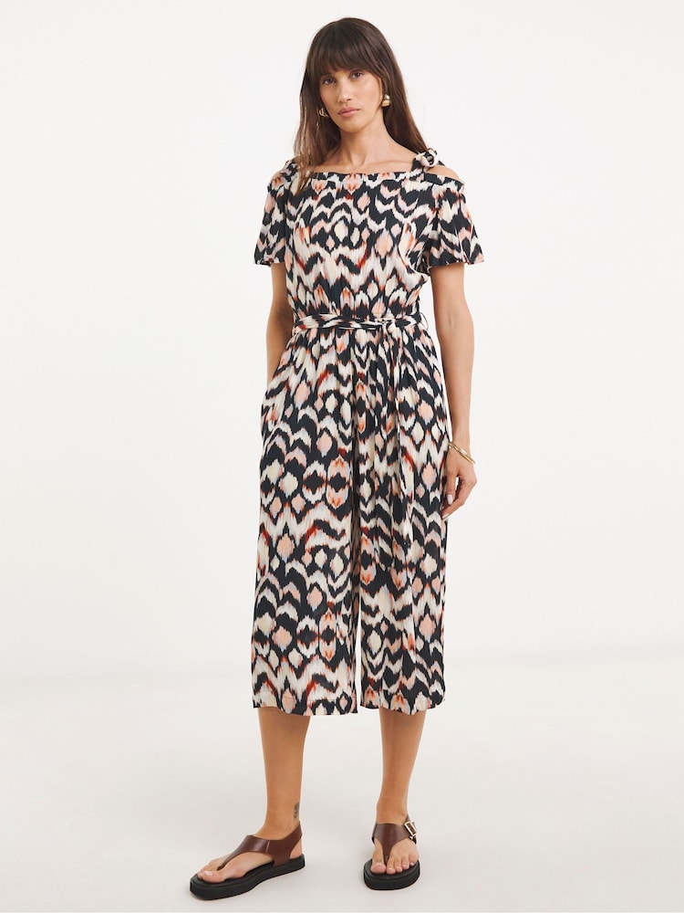 JD Williams Black Crinkle Tie Strap Jumpsuit - Image 1 of 4