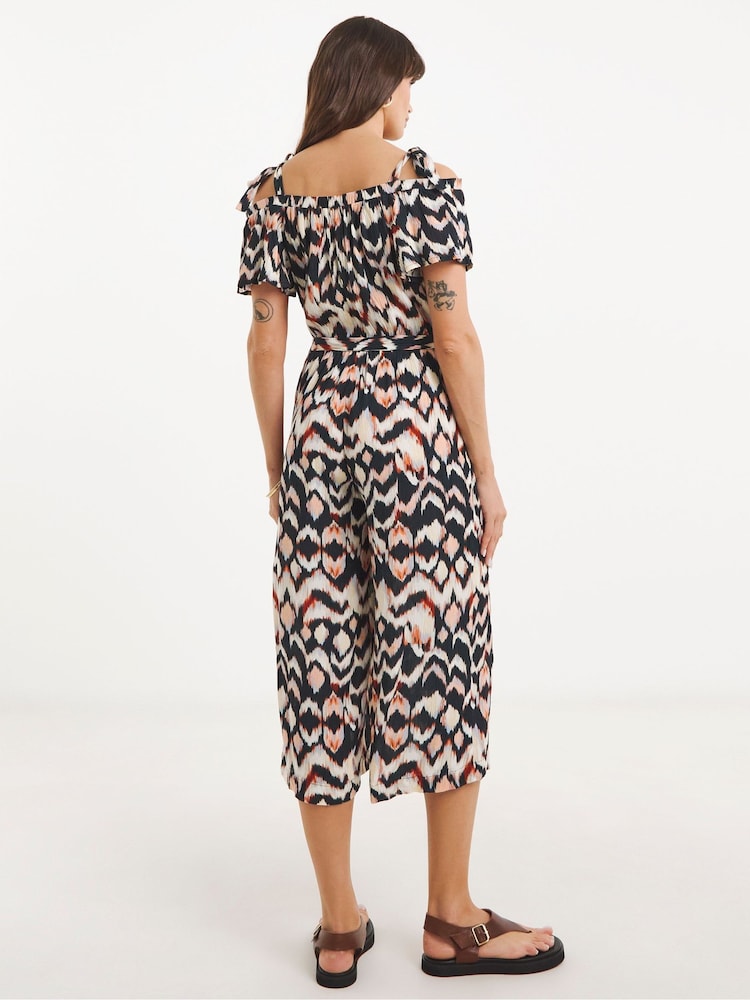 JD Williams Black/White Crinkle Tie Strap Jumpsuit - Image 2 of 4 JD Williams Black/White Crinkle Tie Strap Jumpsuit - Image 2 of 4
