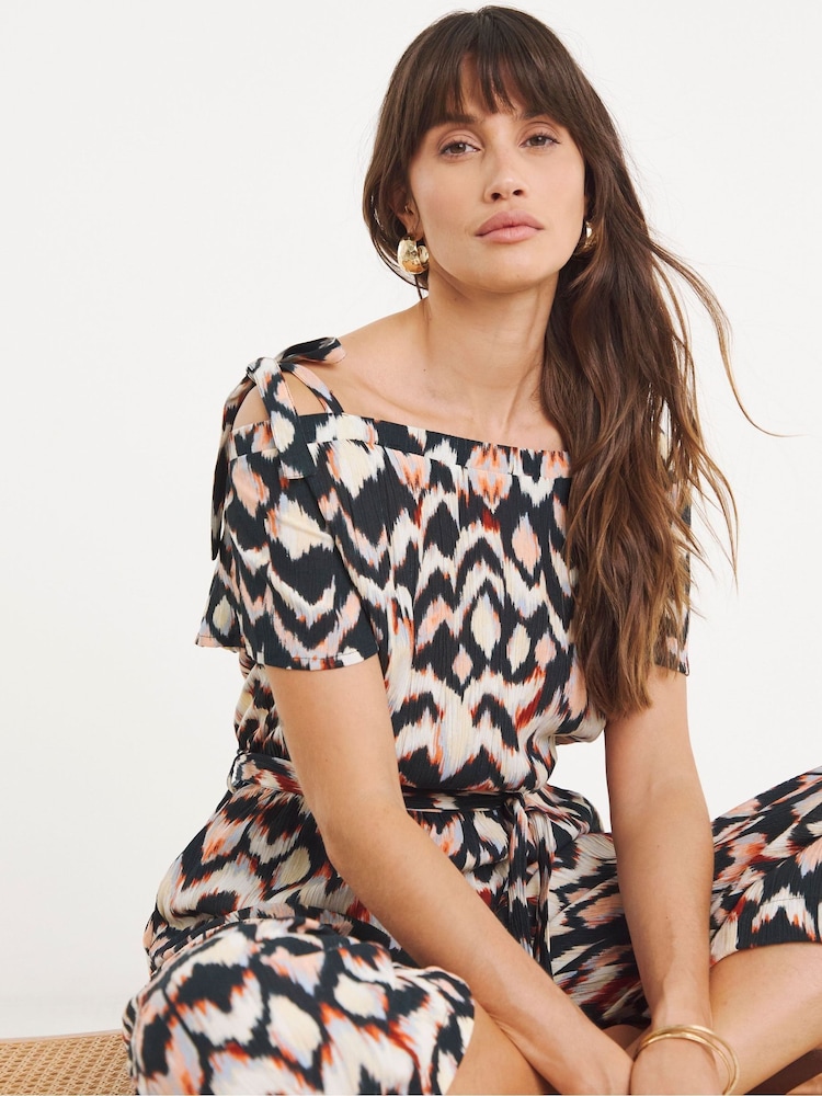 JD Williams Black Crinkle Tie Strap Jumpsuit - Image 4 of 4