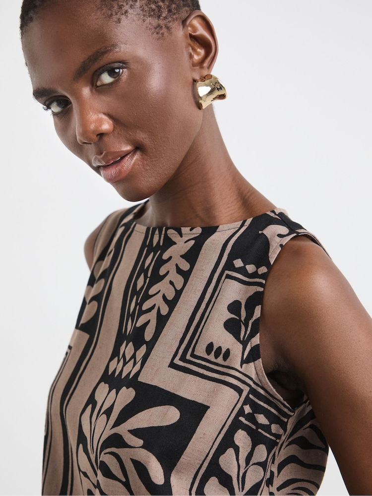 JD Williams Black Print Slash Neck Shell Top - Image 2 of 3