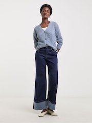 JD Williams Blue Crochet Button Down Cardigan - Image 4 of 4
