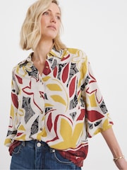 JD Williams Natural Red Print Linen Shirt - Image 2 of 6