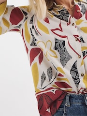 JD Williams Natural Red Print Linen Shirt - Image 5 of 6