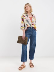 JD Williams Natural Red Print Linen Shirt - Image 6 of 6