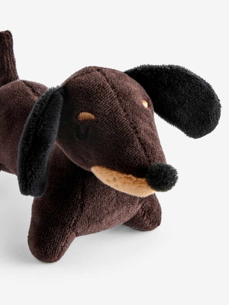 Black/Brown Sausage Dog Cute Plush Keyring Bag Charm - Image 2 of 2