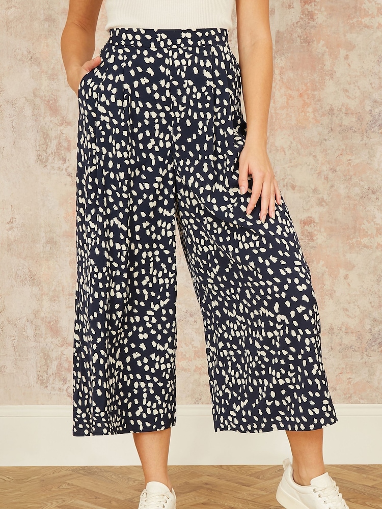 Yumi Blue Dash Print Culottes - Image 2 of 5