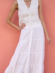 Yumi White Midi Boho Skirt - Image 2 of 5