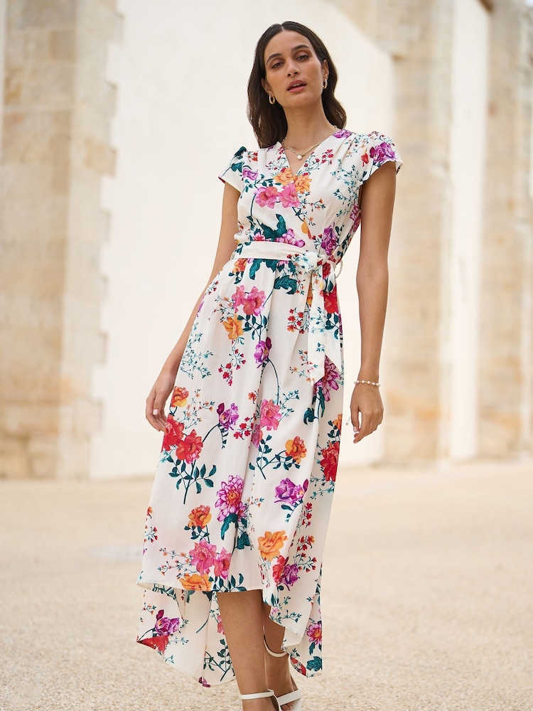 Yumi Flower Print Wrap Midi Dress - Imagen 1 de 5 Yumi Flower Print Wrap Midi Dress - Imagen 1 de 5