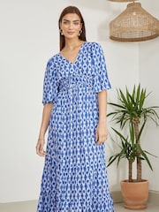 Vestido longo estampado Yumi com costas cruzadas - Imagem 2 de 5