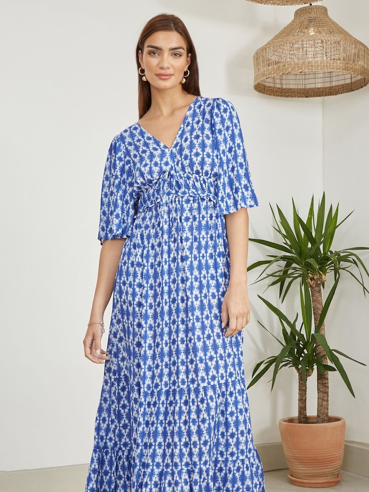 Vestido longo estampado Yumi com costas cruzadas - Imagem 2 de 5