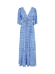 Vestido longo estampado Yumi com costas cruzadas - Imagem 5 de 5