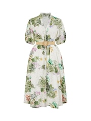 Yumi Green Broderie Anglaise Midi 100% Cotton Shirt Dress - Image 5 of 5