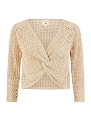 Yumi Cream 100% Cotton Crochet Knitted Top - Image 4 of 4