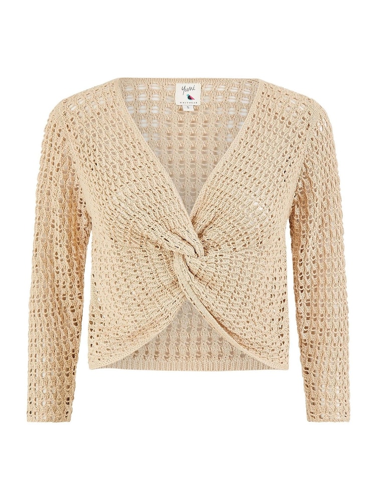 Yumi Cream 100% Cotton Crochet Knitted Top - Image 4 of 4