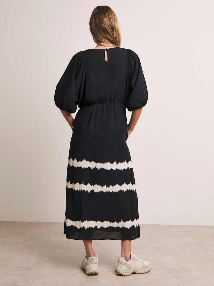 Anthology By JD Williams Blue 100% Cotton Puff Sleeve Dress - Image 2 of 4