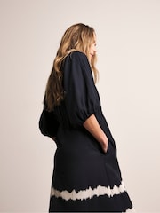Anthology By JD Williams Blue 100% Cotton Puff Sleeve Dress - Image 3 of 4