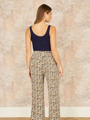 Yumi Brown Animal Print Relaxed Fit Trousers - Image 2 of 3