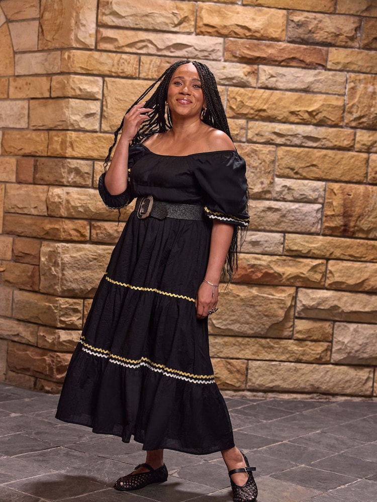 JD Williams Black 100% Cotton Rick Rack Trim Tier Smock Dress - Image 5 of 5 JD Williams Black 100% Cotton Rick Rack Trim Tier Smock Dress - Image 5 of 5