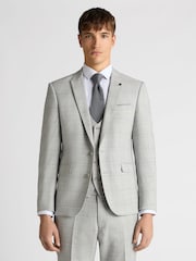 Remus Uomo Grey Slim Fit Checked Stretch Suit Jacket - Image 1 of 5