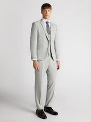 Remus Uomo Grey Slim Fit Checked Stretch Suit Jacket - Image 2 of 5