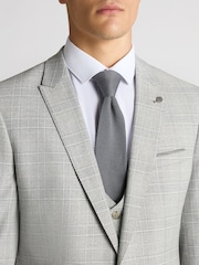 Remus Uomo Grey Slim Fit Checked Stretch Suit Jacket - Image 4 of 5