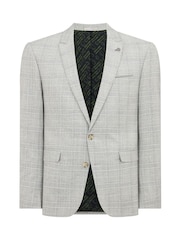 Remus Uomo Grey Slim Fit Checked Stretch Suit Jacket - Image 5 of 5