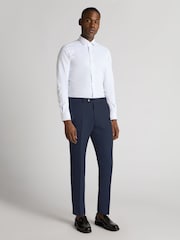 Remus Uomo Blue Slim Leg Linen-Blend Formal Trousers - Image 2 of 4