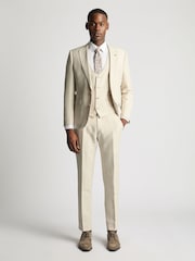 Natural - Remus Uomo Tapered fit LinenBlend Waistcoat - Imagem 2 de 5