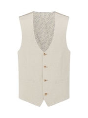 Natural - Remus Uomo Tapered fit LinenBlend Waistcoat - Imagem 5 de 5