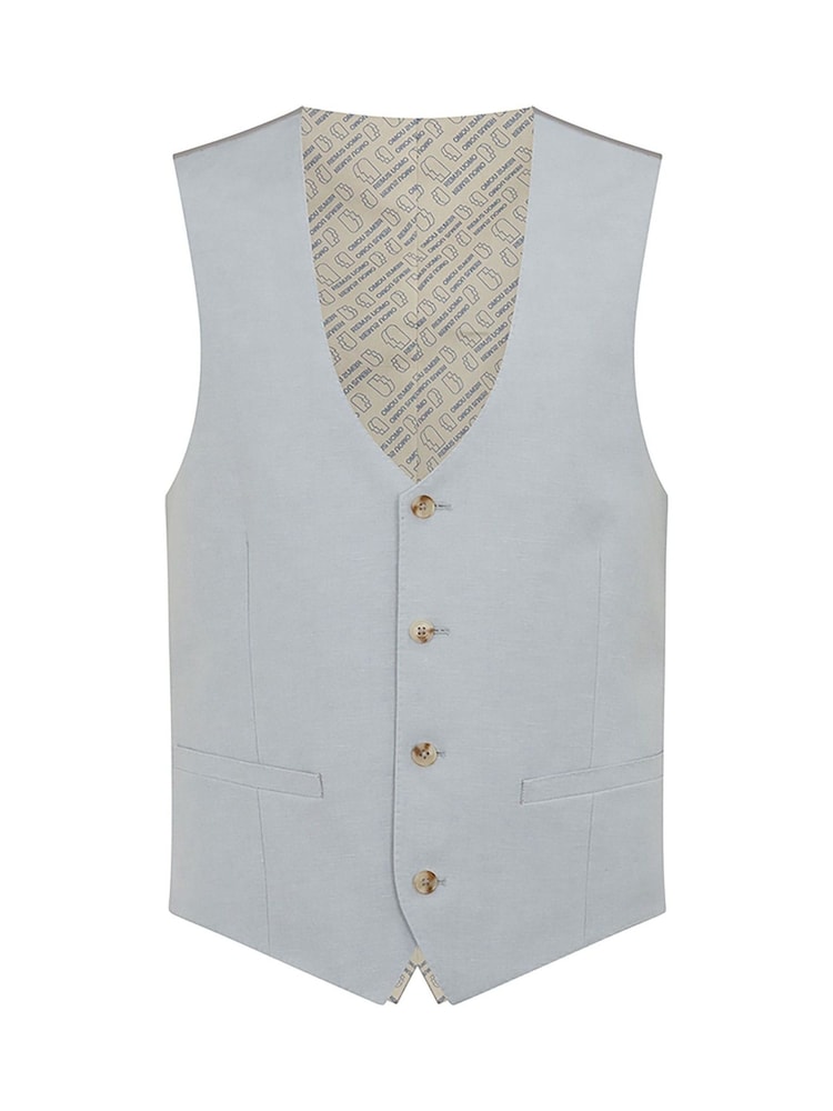 Azul - Remus Uomo Tapered fit LinenBlend Waistcoat - Imagem 1 de 1
