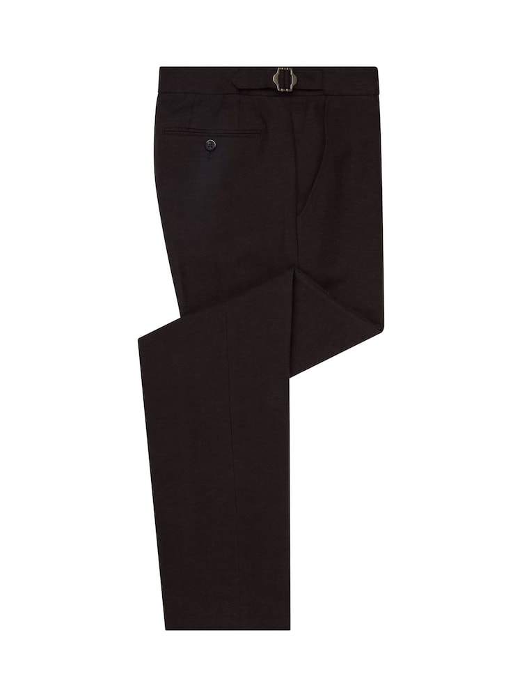 Remus Uomo Black Slim Leg Linen-Blend Formal Trousers - Image 1 of 1