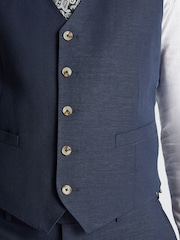 Azul claro - Remus Uomo Tapered fit LinenBlend Waistcoat - Imagem 4 de 5
