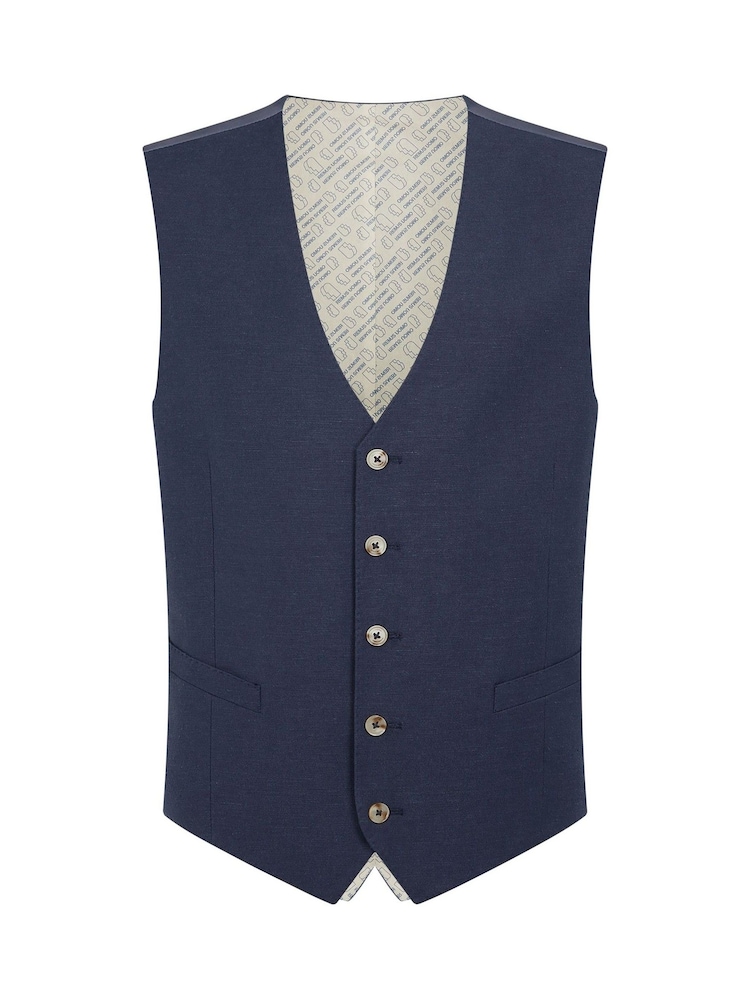 Azul claro - Remus Uomo Tapered fit LinenBlend Waistcoat - Imagem 5 de 5