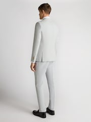 Remus Uomo Grey Double Breasted Slim Fit Double-Breasted Linen-Blend Suit Jacket - Image 3 of 5
