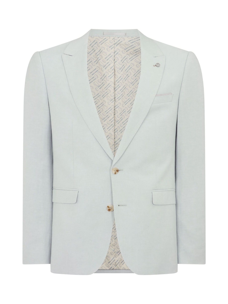 Remus Uomo Grey Double Breasted Slim Fit Double-Breasted Linen-Blend Suit Jacket - Image 5 of 5