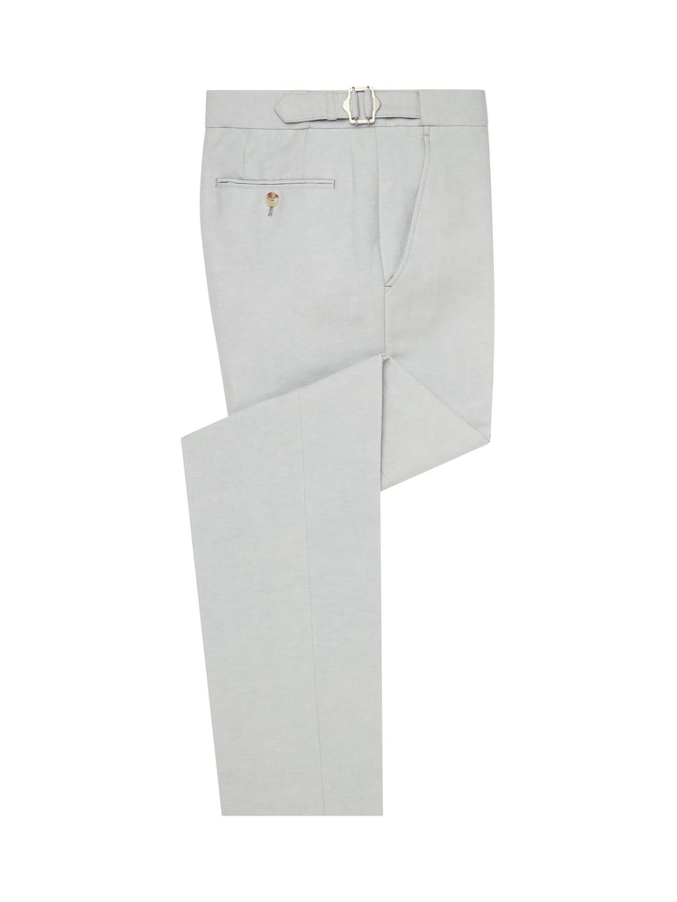 Grau - Remus Uomo Tapered Fit Linen-Blend Smart Trousers - Bild 1 von 1