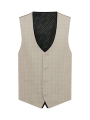 Remus Uomo Natural Slim Fit Checked Stretch Waistcoat - Image 1 of 1