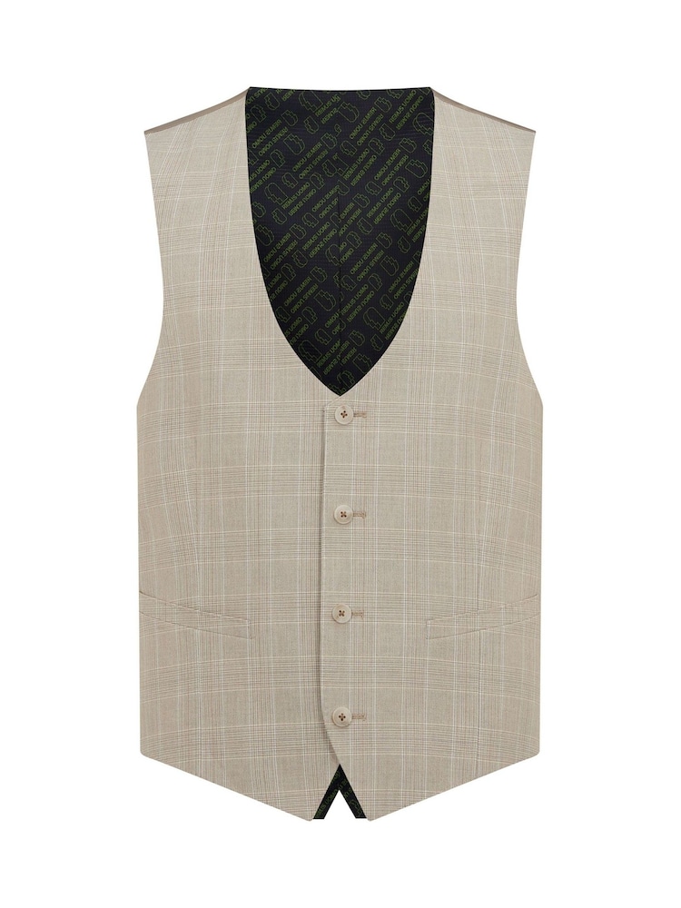 Remus Uomo Natural Slim Fit Checked Stretch Waistcoat - Image 1 of 1