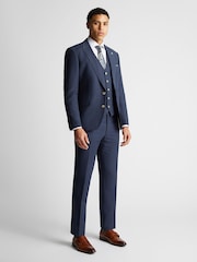 Remus Uomo Navy Blue Tapered Fit Linen-Blend Suit Jacket - Image 2 of 6